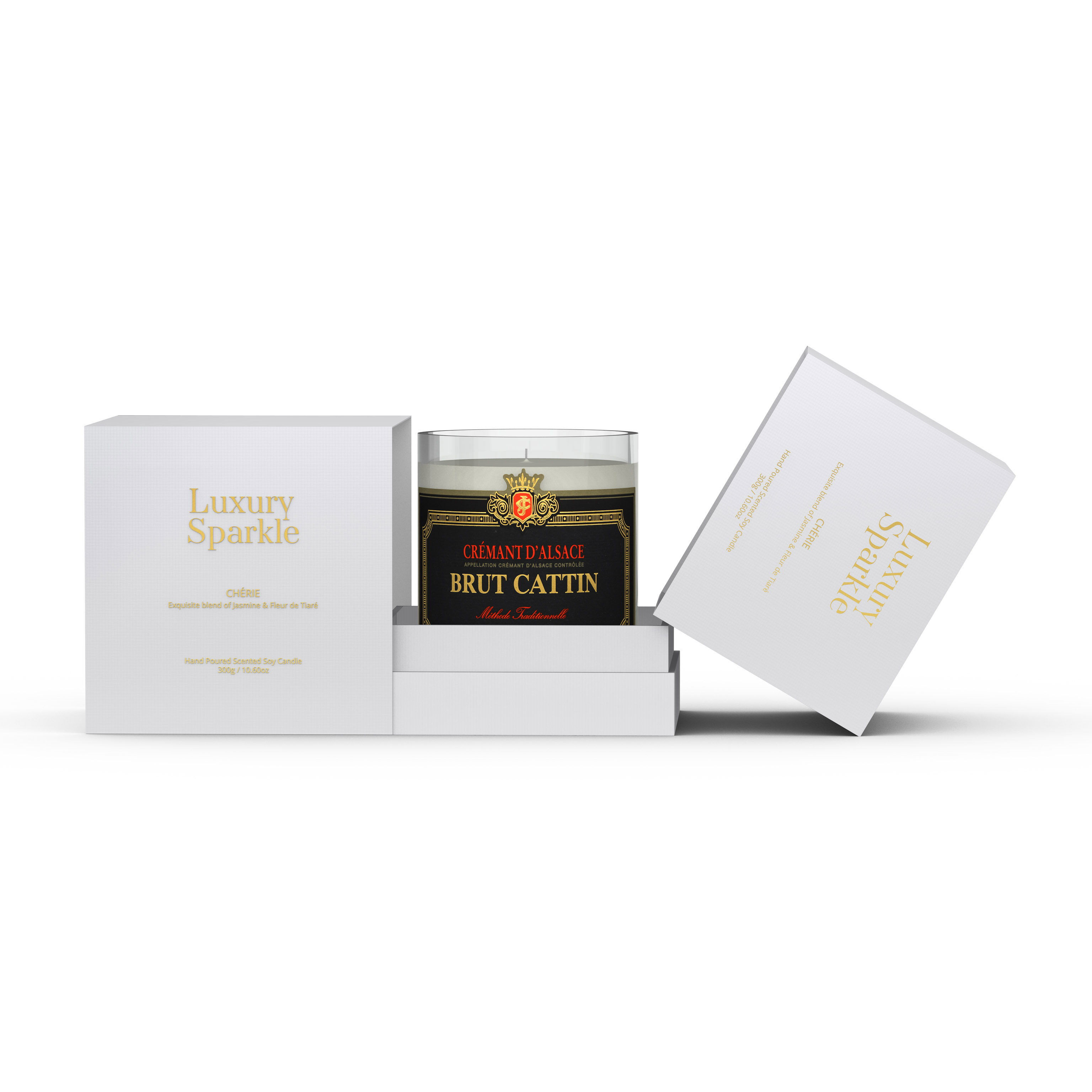 Cattin Brut Rosé Luxury Scented Candle & Earring Bundle
